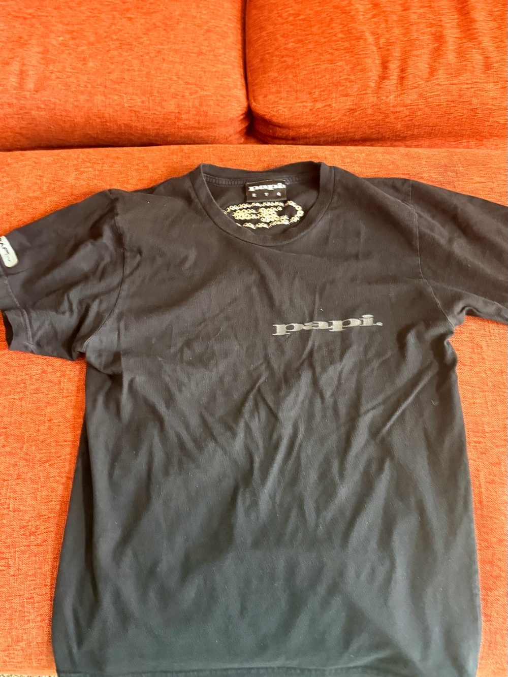 Papi NYC Men’s Black Sequin Logo T-shirt  - Size Medium